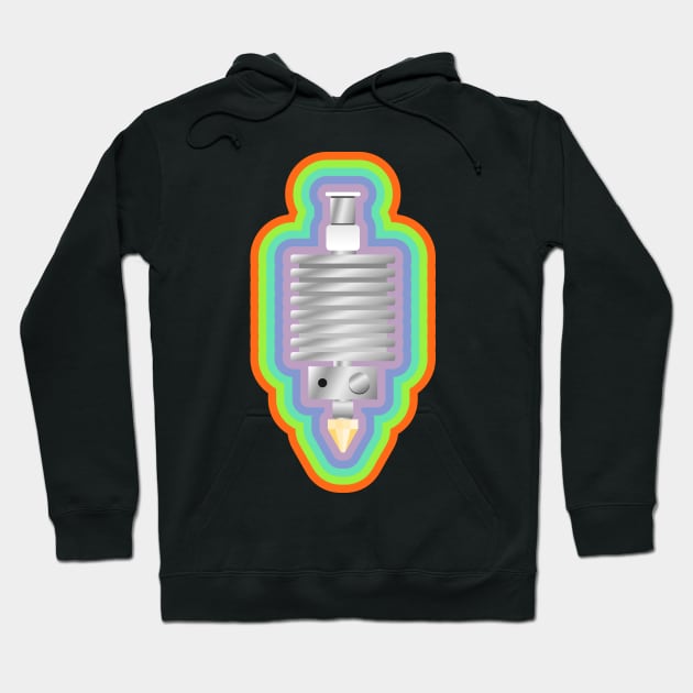 3D Printing Hot end with colourful border Hoodie by PCB1981